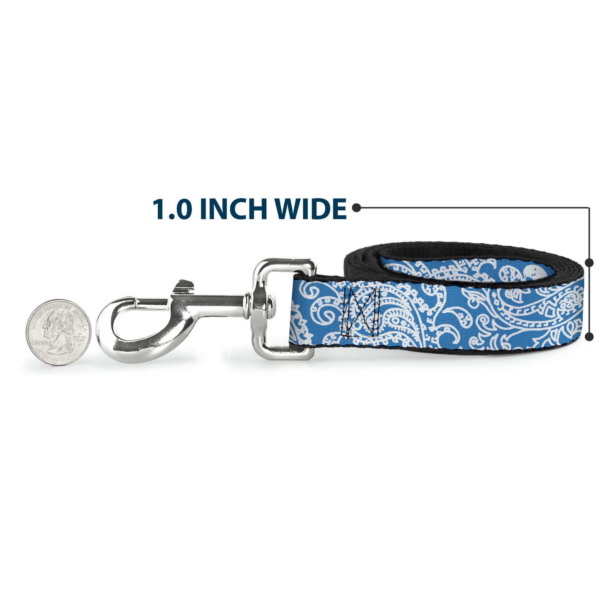 Dog Leash - Bandana/Skulls Baby Blue/White Dog Leashes Buckle-Down
