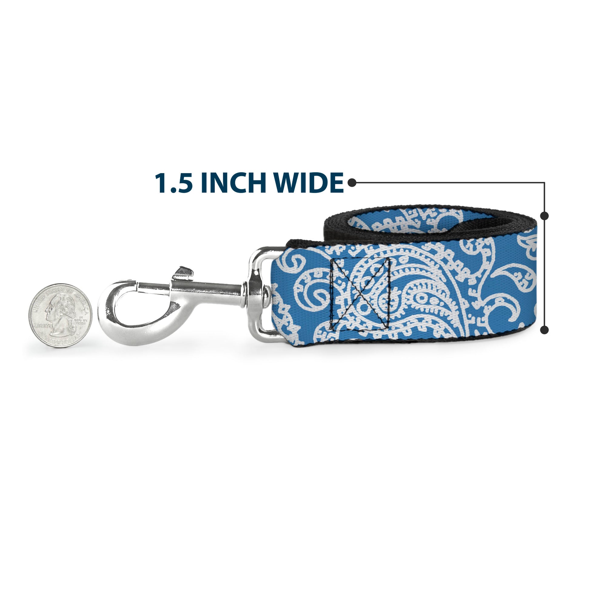 Dog Leash - Bandana/Skulls Baby Blue/White Dog Leashes Buckle-Down