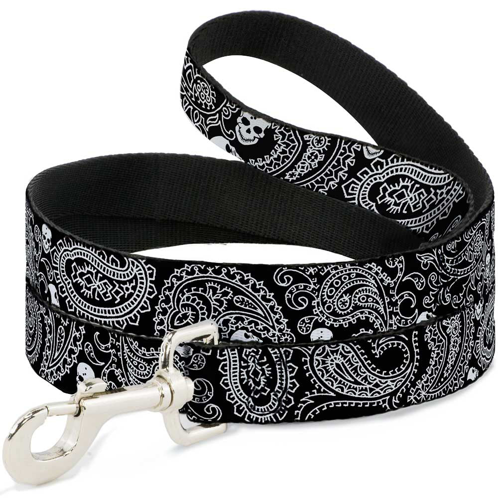 Dog Leash - Bandana/Skulls Black/White Dog Leashes Buckle-Down