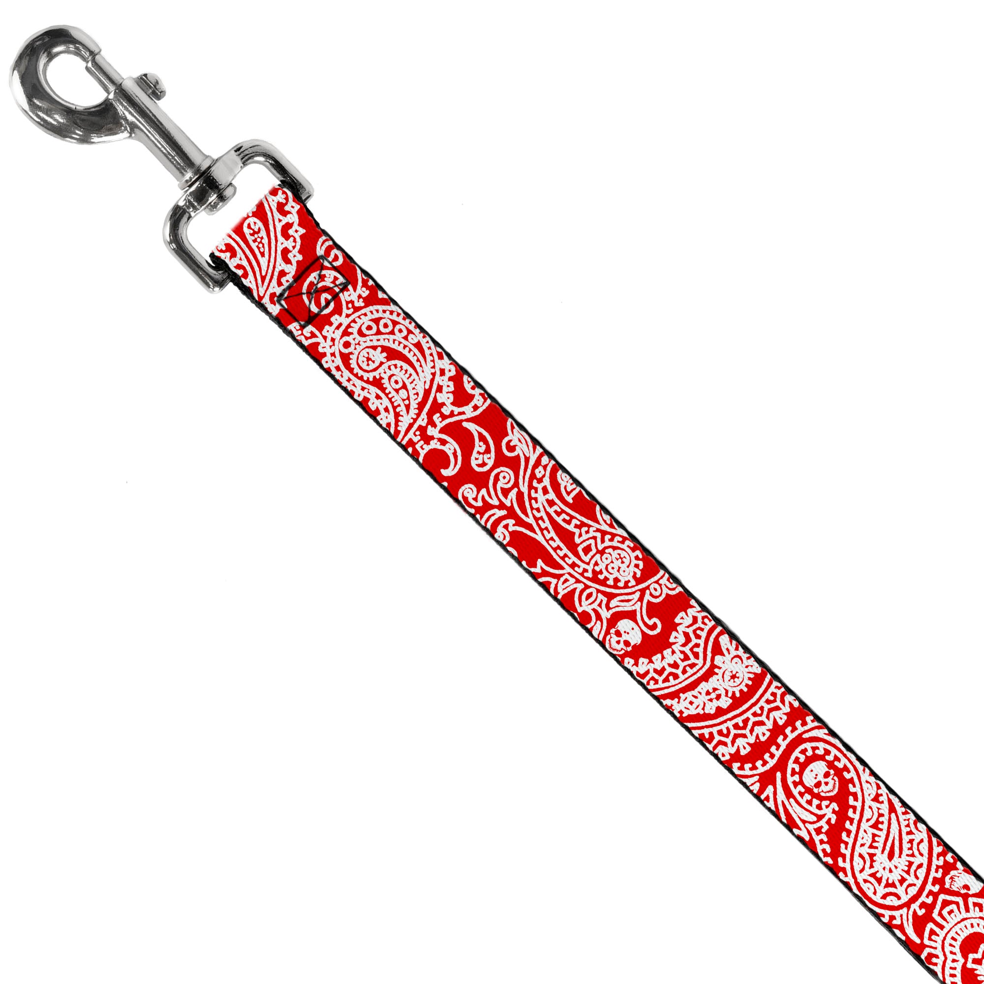 Dog Leash - Bandana/Skulls Red/White Dog Leashes Buckle-Down