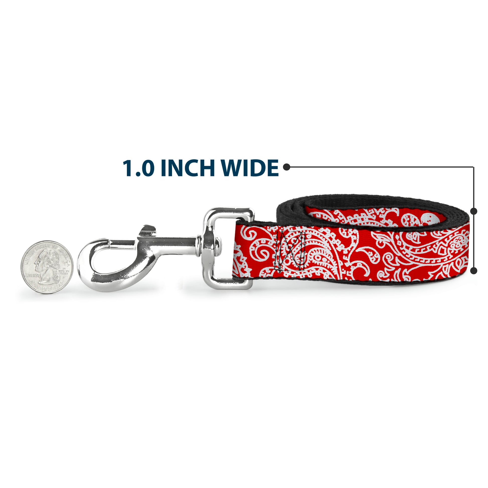 Dog Leash - Bandana/Skulls Red/White Dog Leashes Buckle-Down