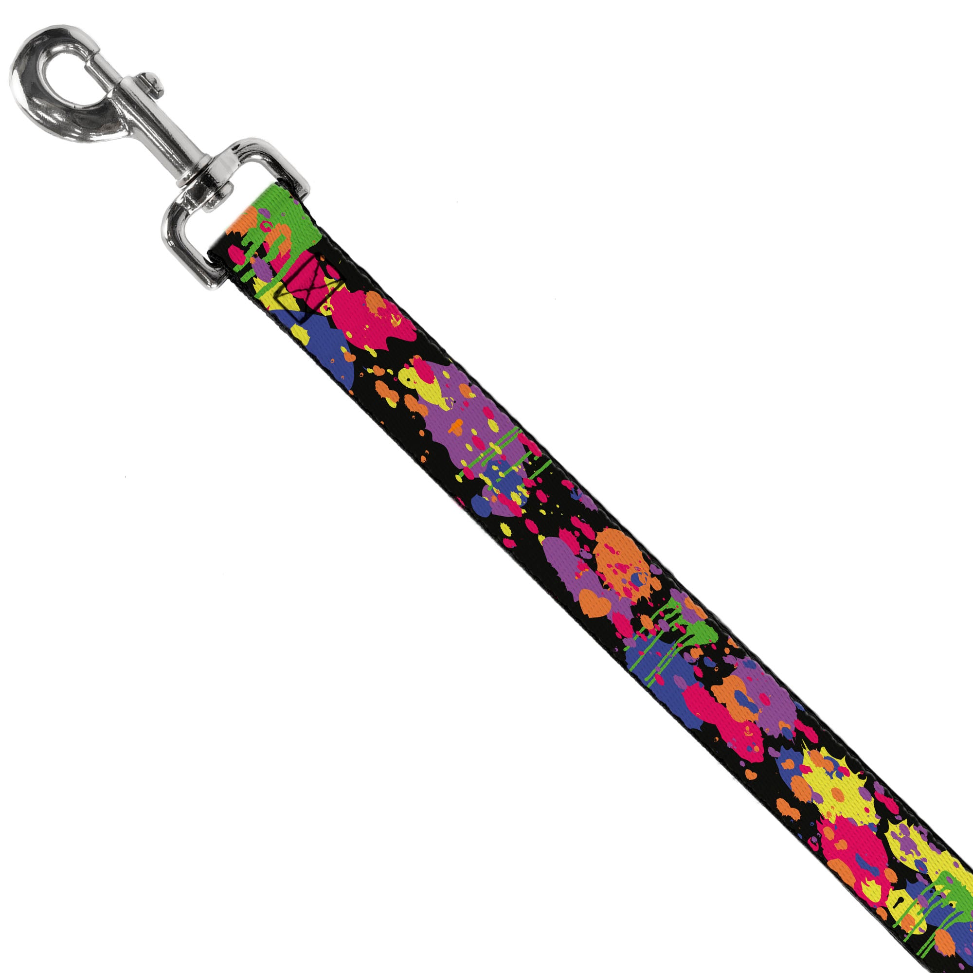 Dog Leash - BD Paint Splatter Black/Neon Dog Leashes Buckle-Down