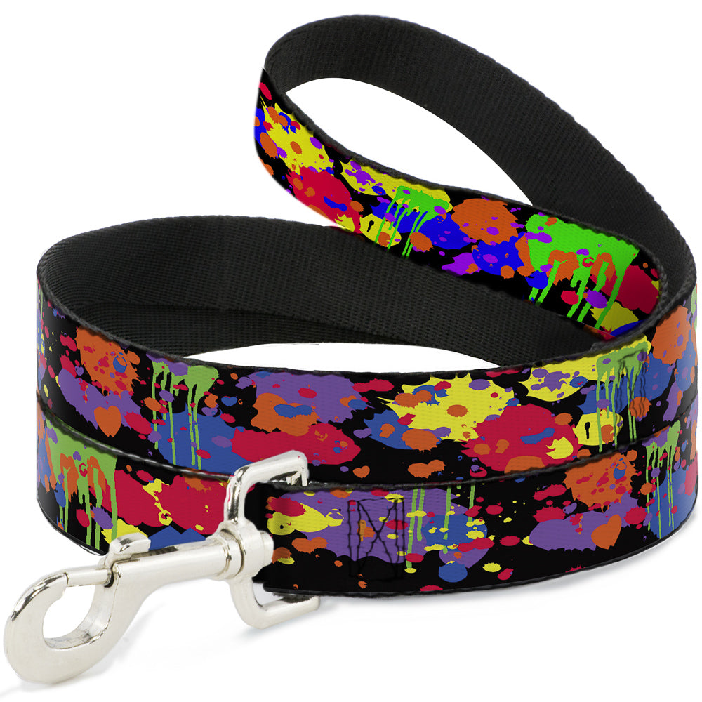 Dog Leash - BD Paint Splatter Black/Neon Dog Leashes Buckle-Down
