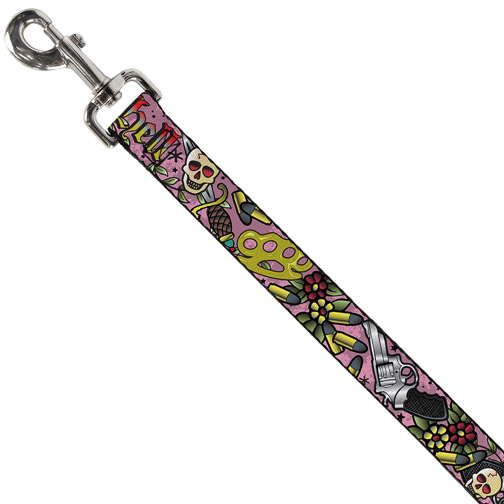 Dog Leash - Born to Raise Hell Pink Dog Leashes Buckle-Down