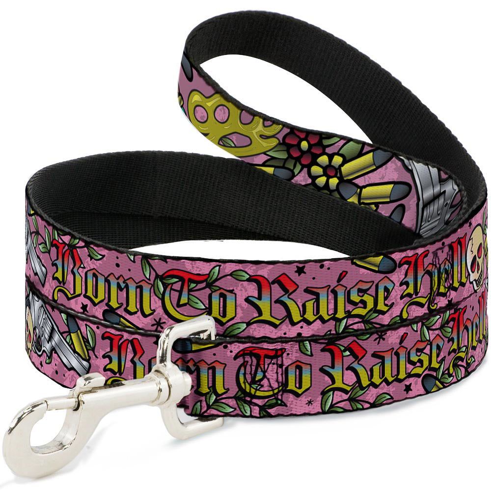 Dog Leash - Born to Raise Hell Pink Dog Leashes Buckle-Down