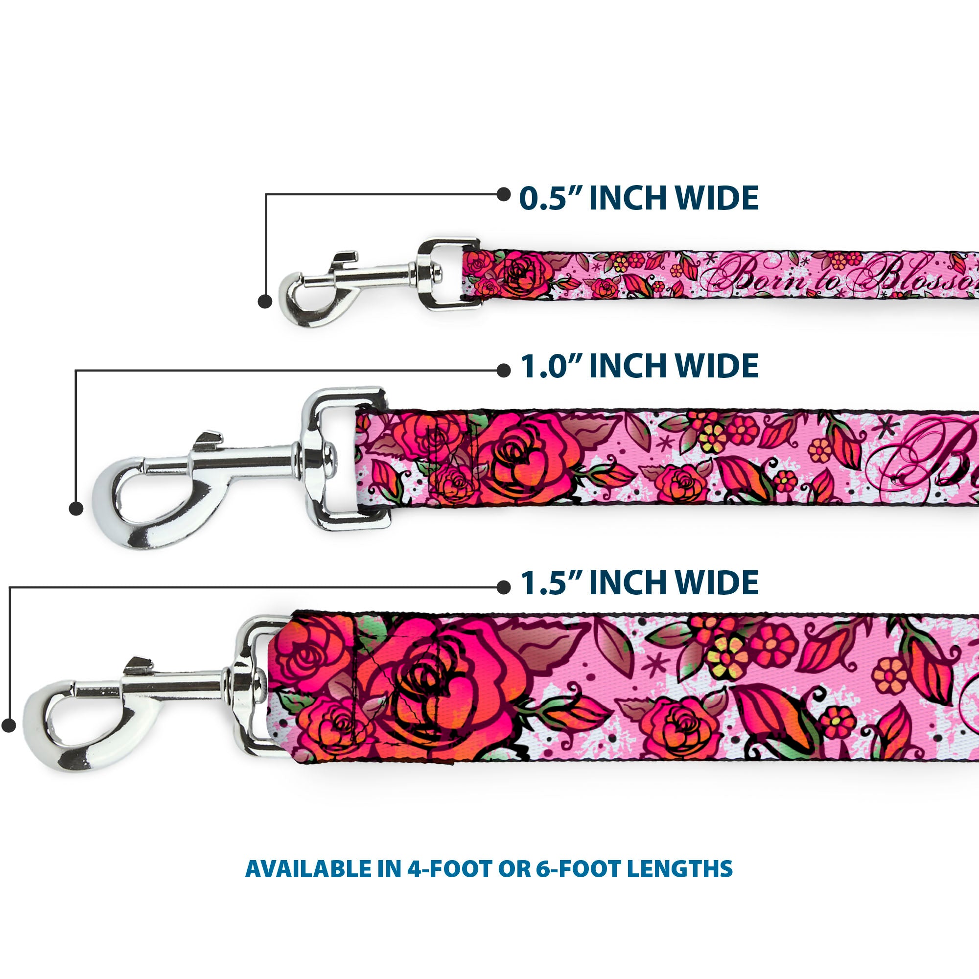 Dog Leash - Born to Blossom Pink Dog Leashes Buckle-Down