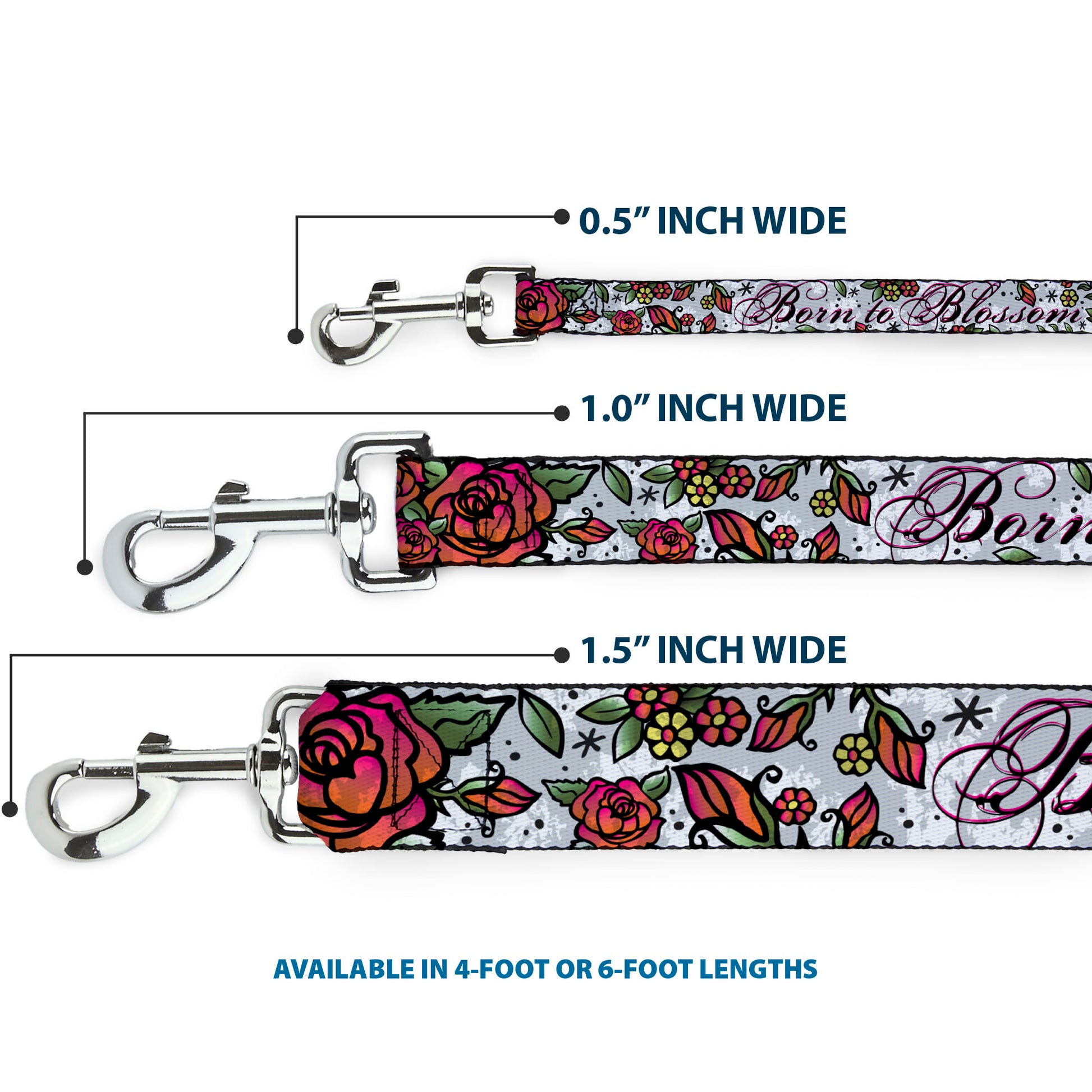 Dog Leash - Born to Blossom White Dog Leashes Buckle-Down