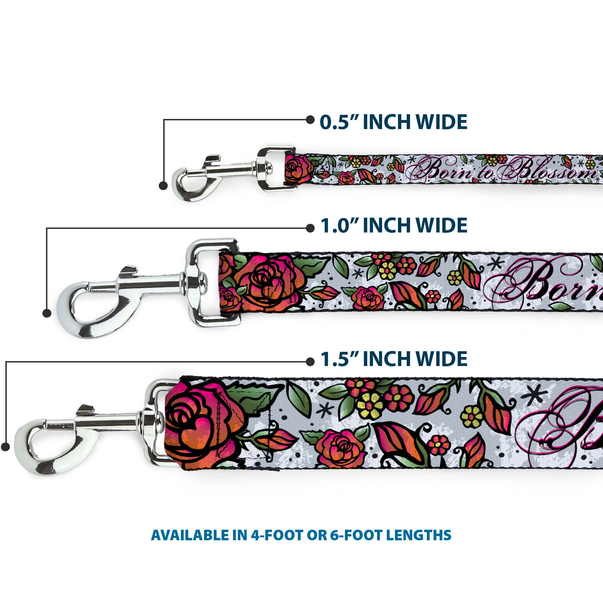 Dog Leash - Born to Blossom White Dog Leashes Buckle-Down