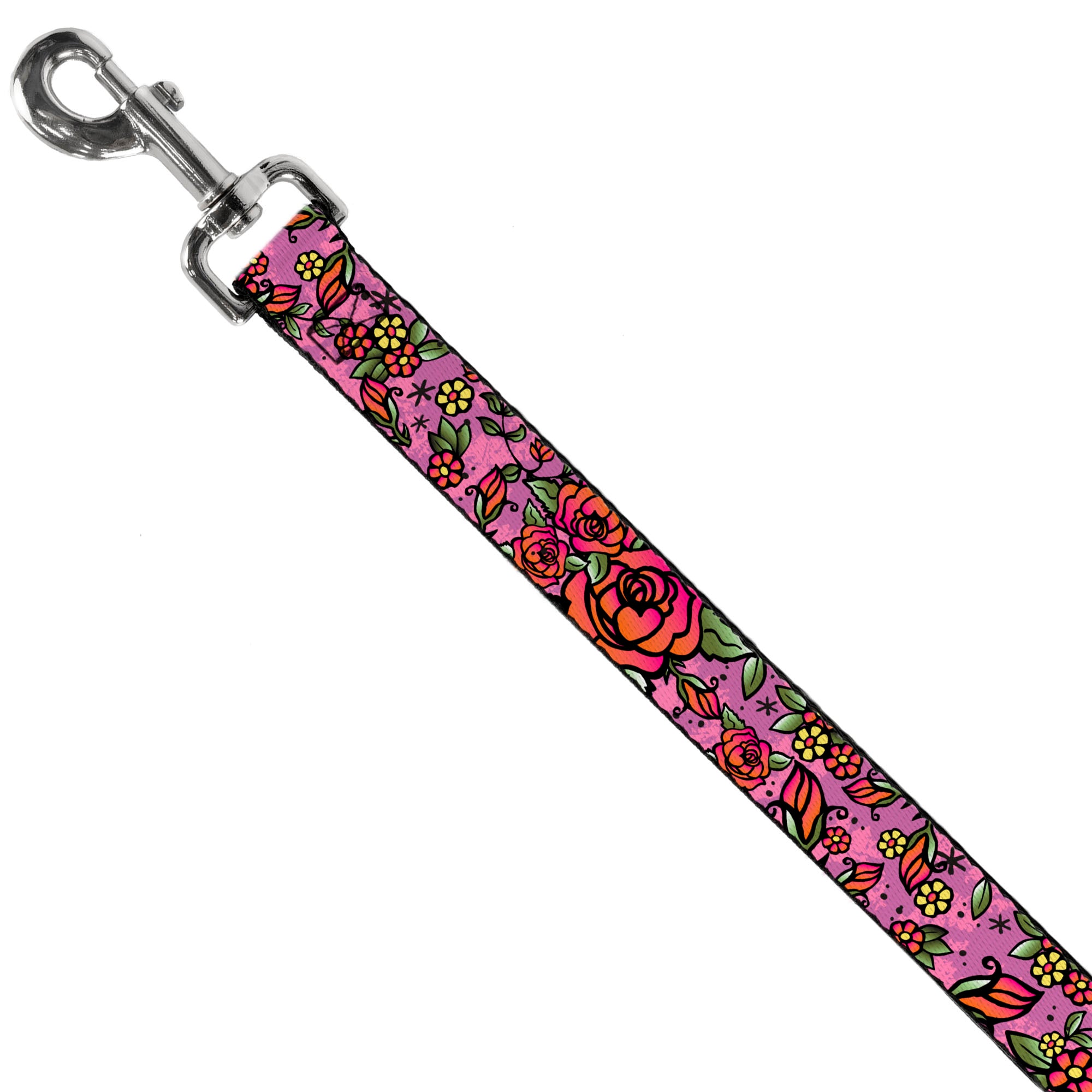 Dog Leash - Born to Blossom CLOSE-UP Pink Dog Leashes Buckle-Down