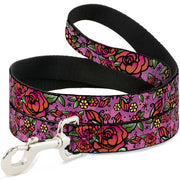Dog Leash - Born to Blossom CLOSE-UP Pink Dog Leashes Buckle-Down