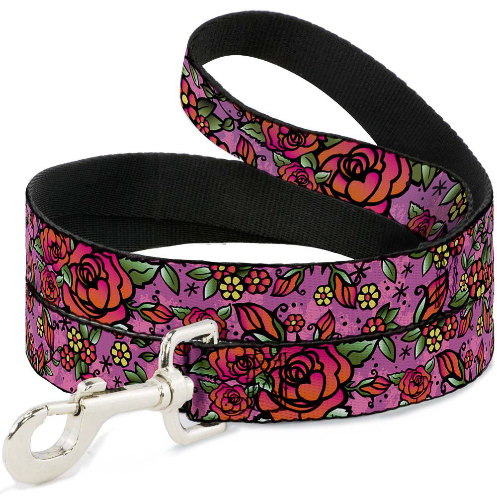 Dog Leash - Born to Blossom CLOSE-UP Pink Dog Leashes Buckle-Down