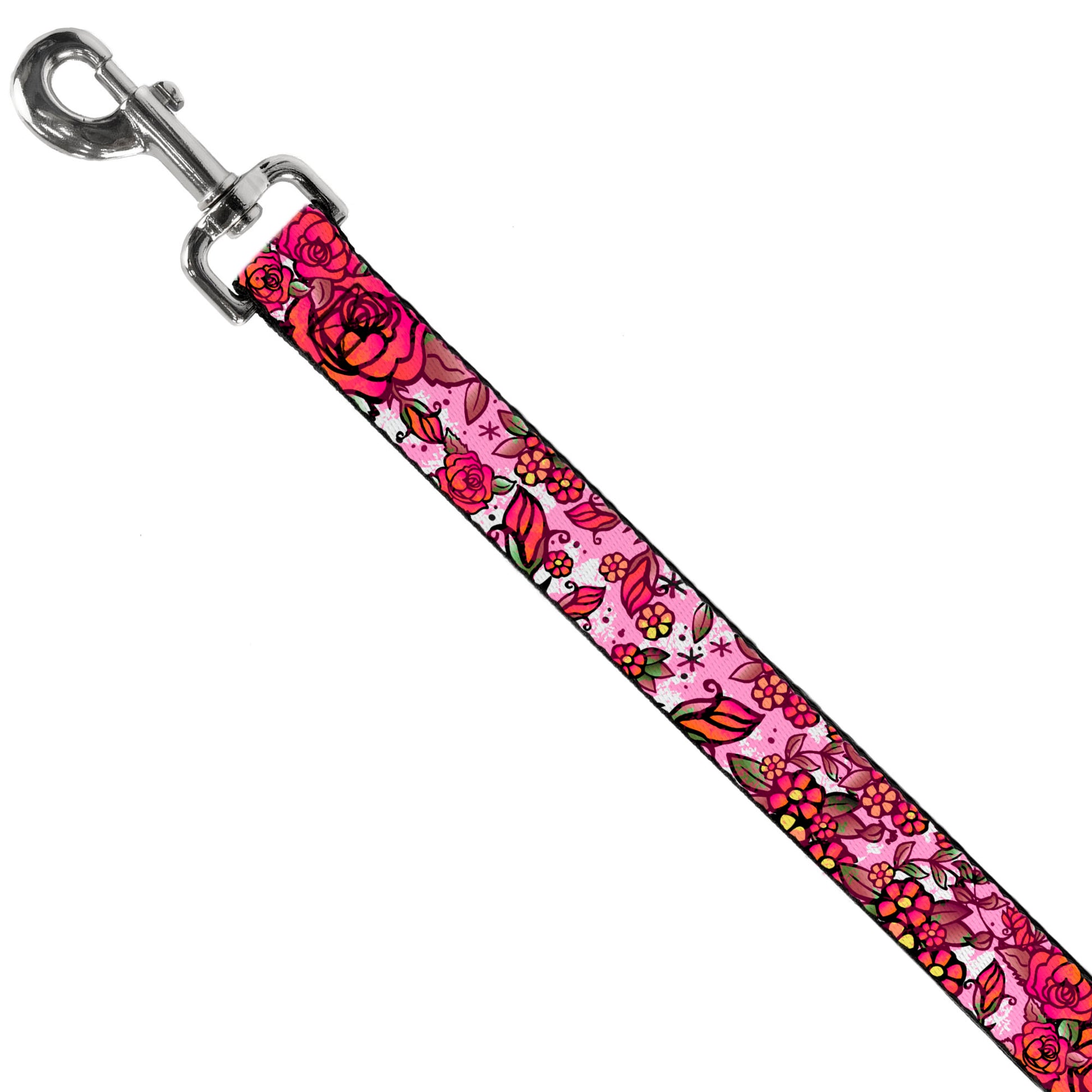 Dog Leash - Born to Blossom CLOSE-UP White Dog Leashes Buckle-Down