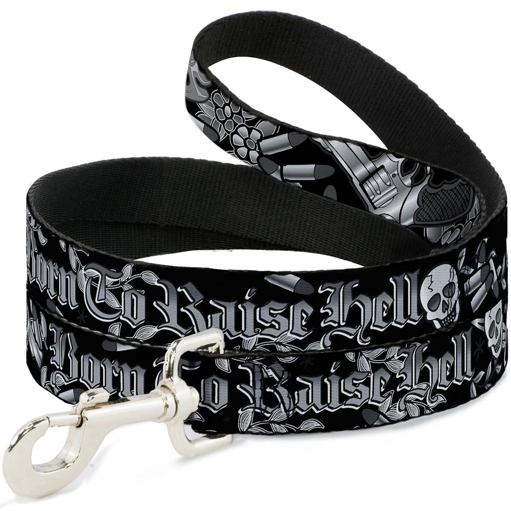 Dog Leash - Born to Raise Hell Black/White Dog Leashes Buckle-Down