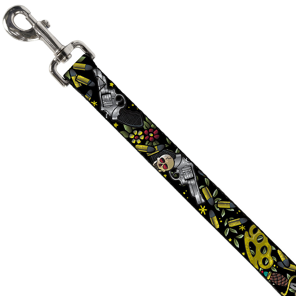 Dog Leash - Born to Raise Hell CLOSE-UP Black Dog Leashes Buckle-Down