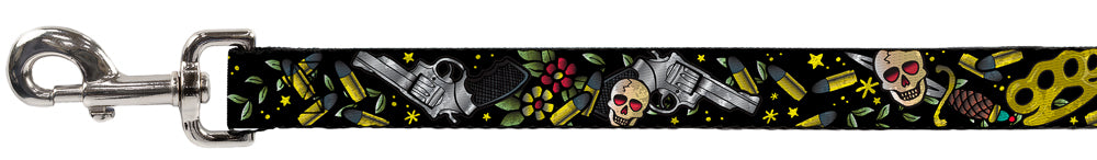 Dog Leash - Born to Raise Hell CLOSE-UP Black Dog Leashes Buckle-Down