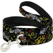 Dog Leash - Born to Raise Hell CLOSE-UP Black Dog Leashes Buckle-Down