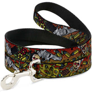 Dog Leash - Born to Raise Hell CLOSE-UP Red Dog Leashes Buckle-Down