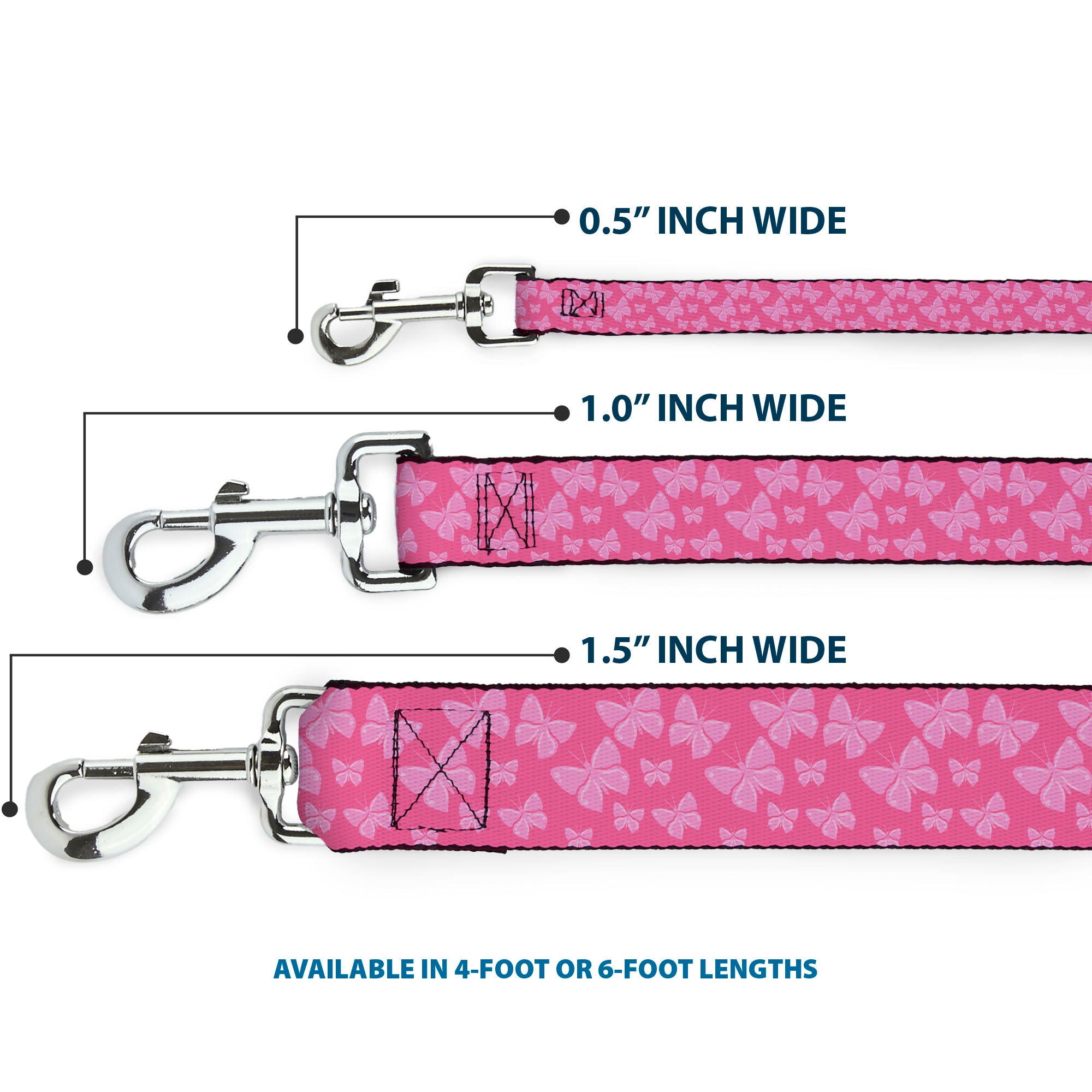 Dog Leash - Butterflies Pink Dog Leashes Buckle-Down