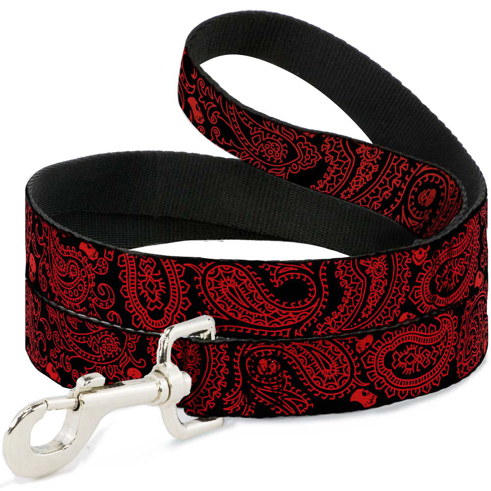 Dog Leash - Bandana/Skulls Black/Red Dog Leashes Buckle-Down