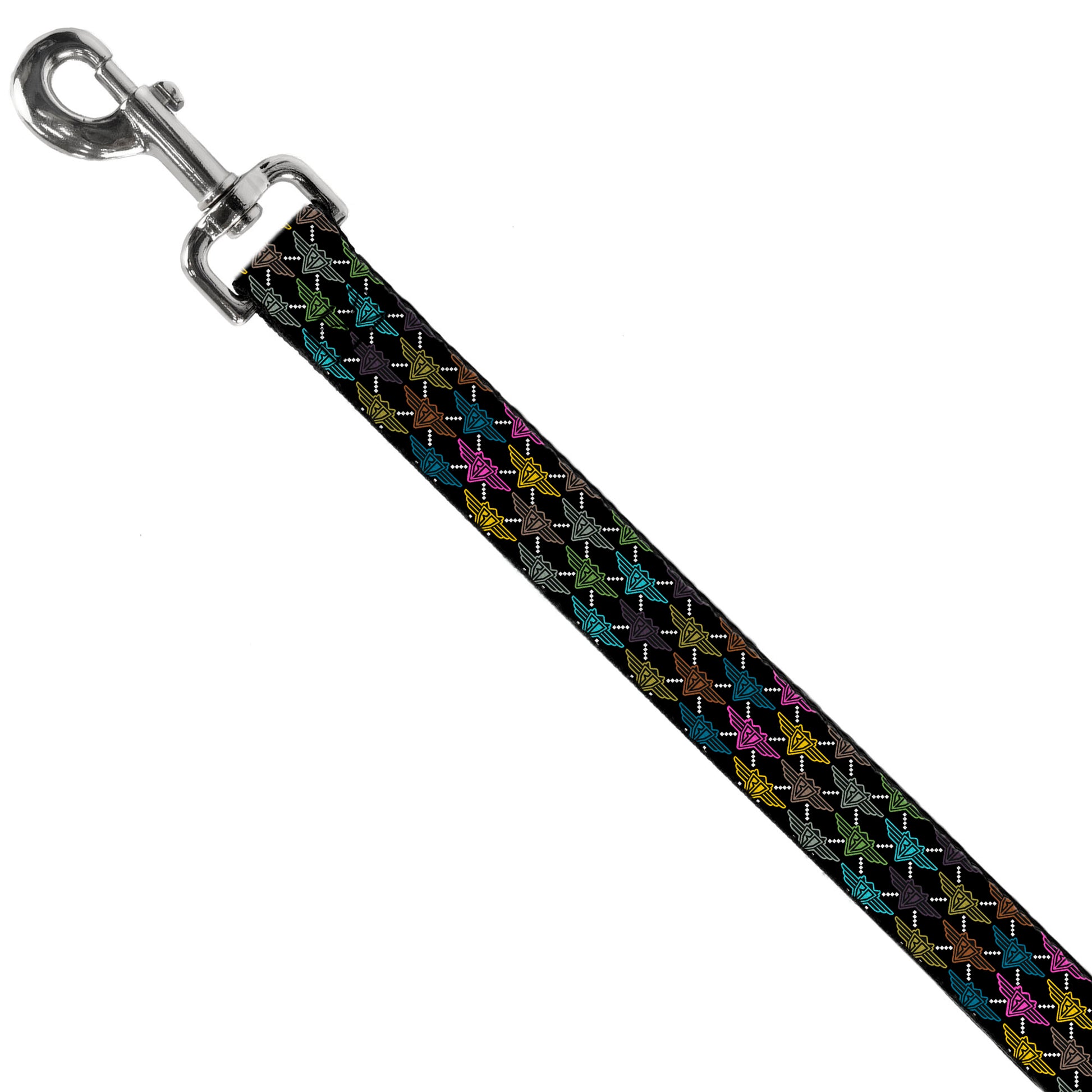 Dog Leash - BD Monogram Black/Multi Neon Dog Leashes Buckle-Down