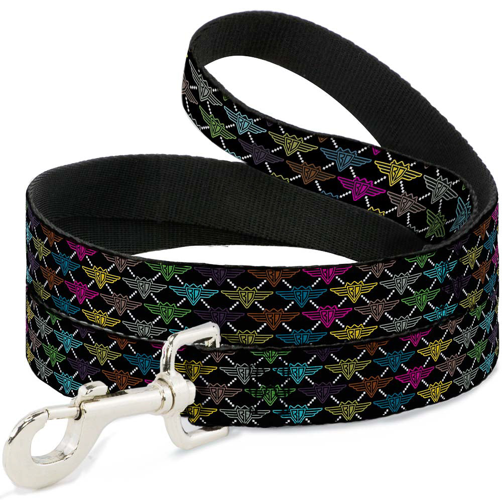 Dog Leash - BD Monogram Black/Multi Neon Dog Leashes Buckle-Down