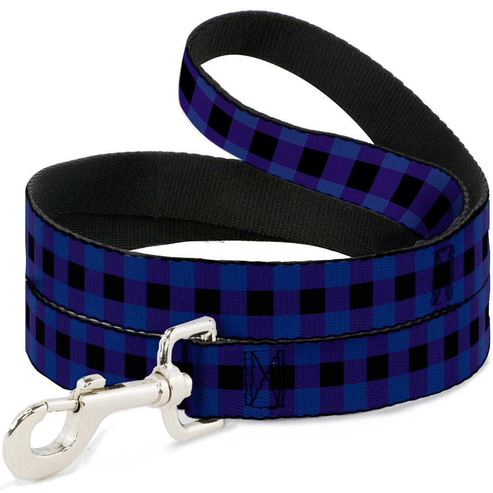 Dog Leash - Buffalo Plaid Black/Blue Dog Leashes Buckle-Down