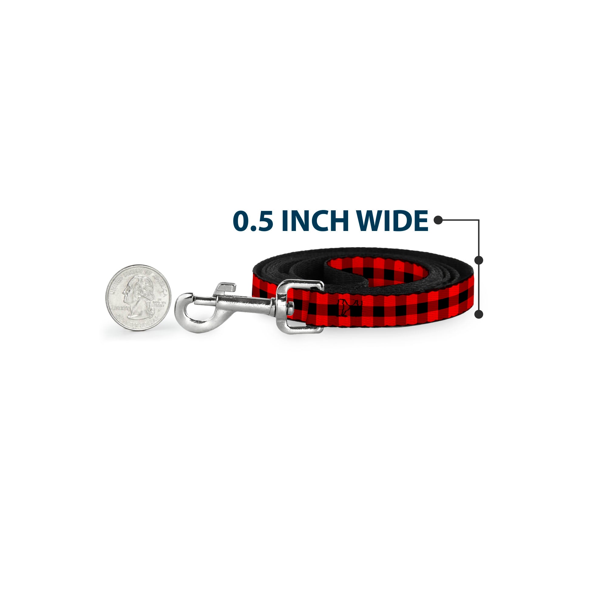Dog Leash - Buffalo Plaid Black/Red Dog Leashes Buckle-Down