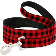 Dog Leash - Buffalo Plaid Black/Red Dog Leashes Buckle-Down