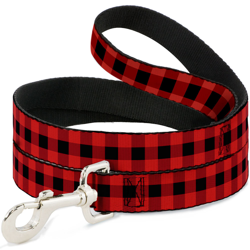 Dog Leash - Buffalo Plaid Black/Red Dog Leashes Buckle-Down