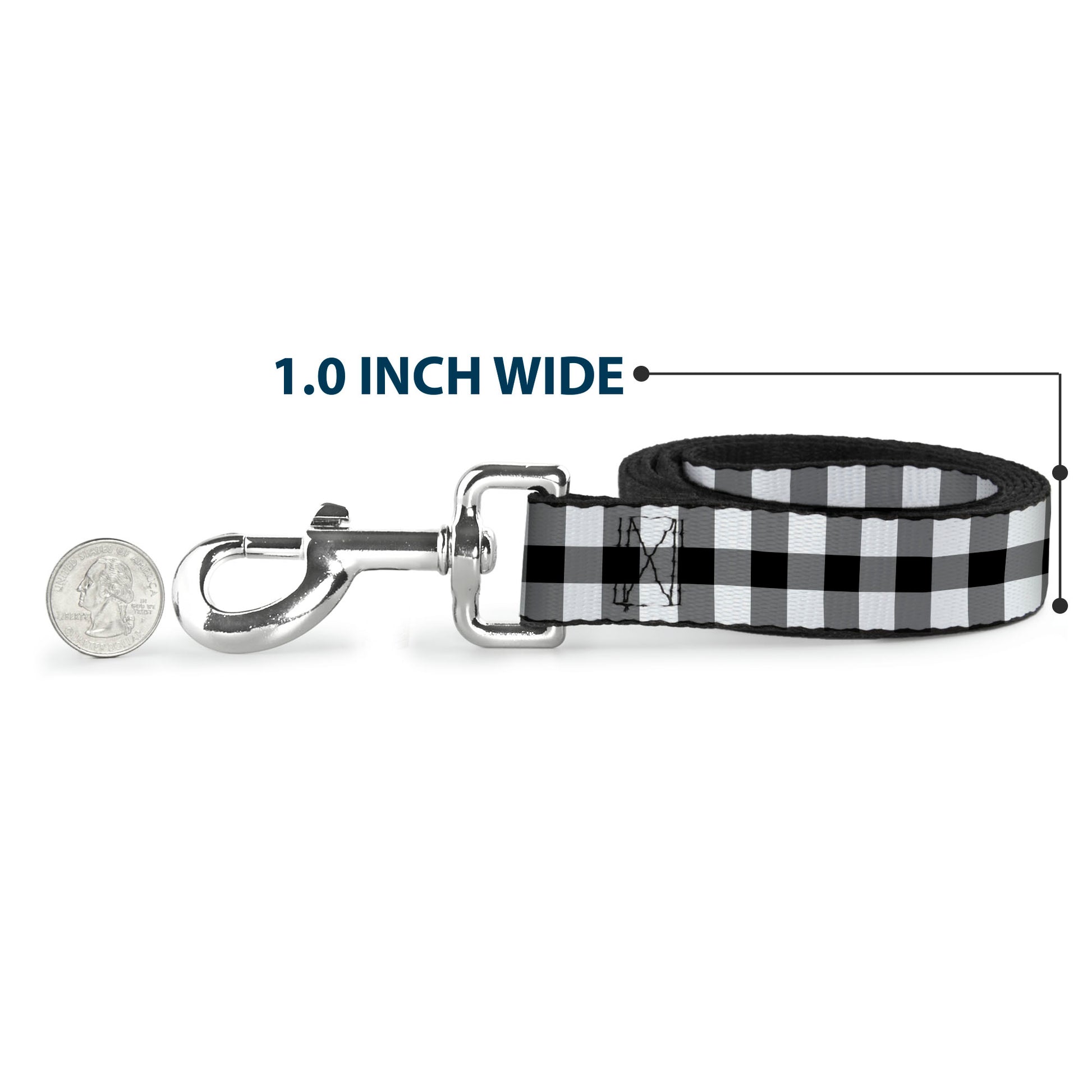 Dog Leash - Buffalo Plaid Black/White Dog Leashes Buckle-Down