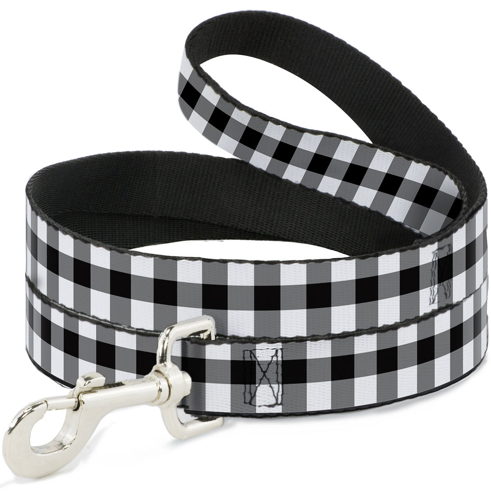 Dog Leash - Buffalo Plaid Black/White Dog Leashes Buckle-Down