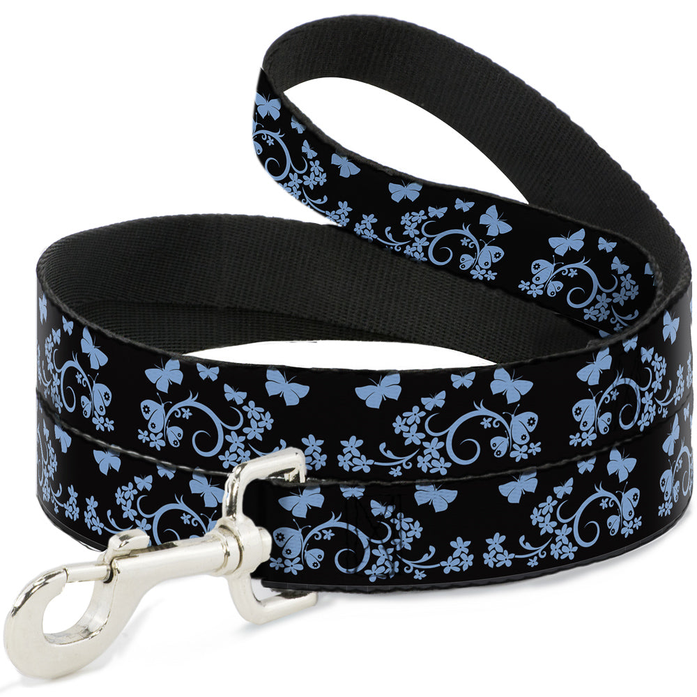 Dog Leash - Butterfly Garden Black/Blue Dog Leashes Buckle-Down
