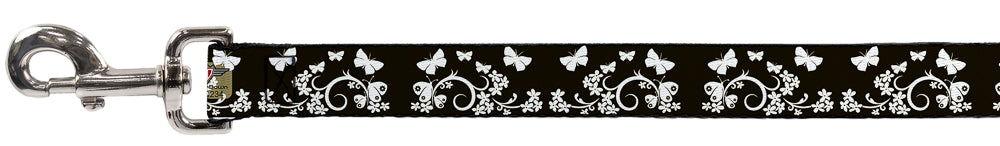 Dog Leash - Butterfly Garden Black/White Dog Leashes Buckle-Down