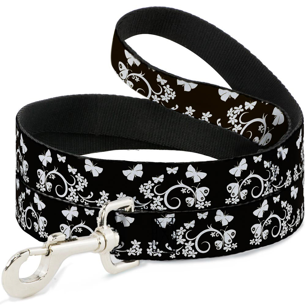 Dog Leash - Butterfly Garden Black/White Dog Leashes Buckle-Down