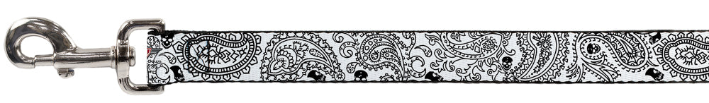 Dog Leash - Bandana/Skulls White/Black Dog Leashes Buckle-Down