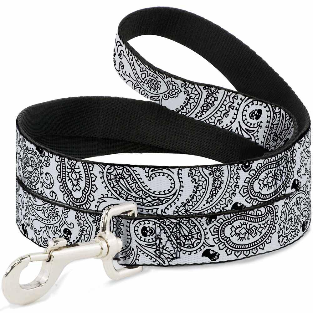 Dog Leash - Bandana/Skulls White/Black Dog Leashes Buckle-Down