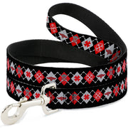 Dog Leash - BD Argyle Black/Red/Gray Dog Leashes Buckle-Down
