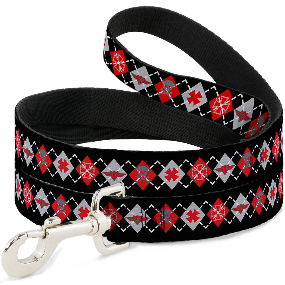 Dog Leash - BD Argyle Black/Red/Gray Dog Leashes Buckle-Down