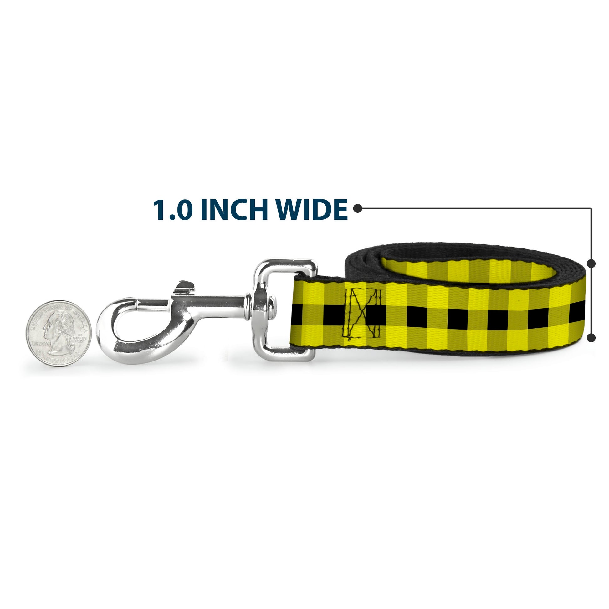 Dog Leash - Buffalo Plaid Black/Neon Yellow Dog Leashes Buckle-Down