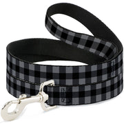 Dog Leash - Buffalo Plaid Black/Gray Dog Leashes Buckle-Down