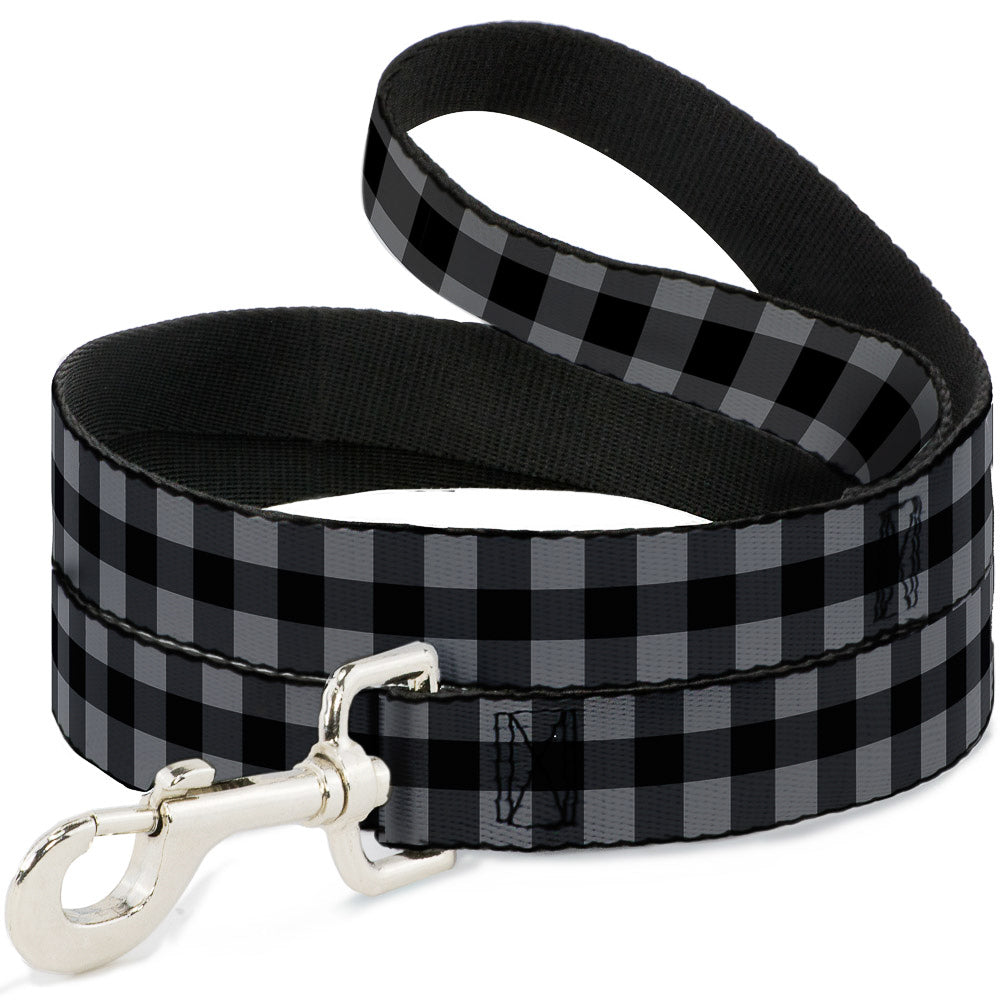 Dog Leash - Buffalo Plaid Black/Gray Dog Leashes Buckle-Down