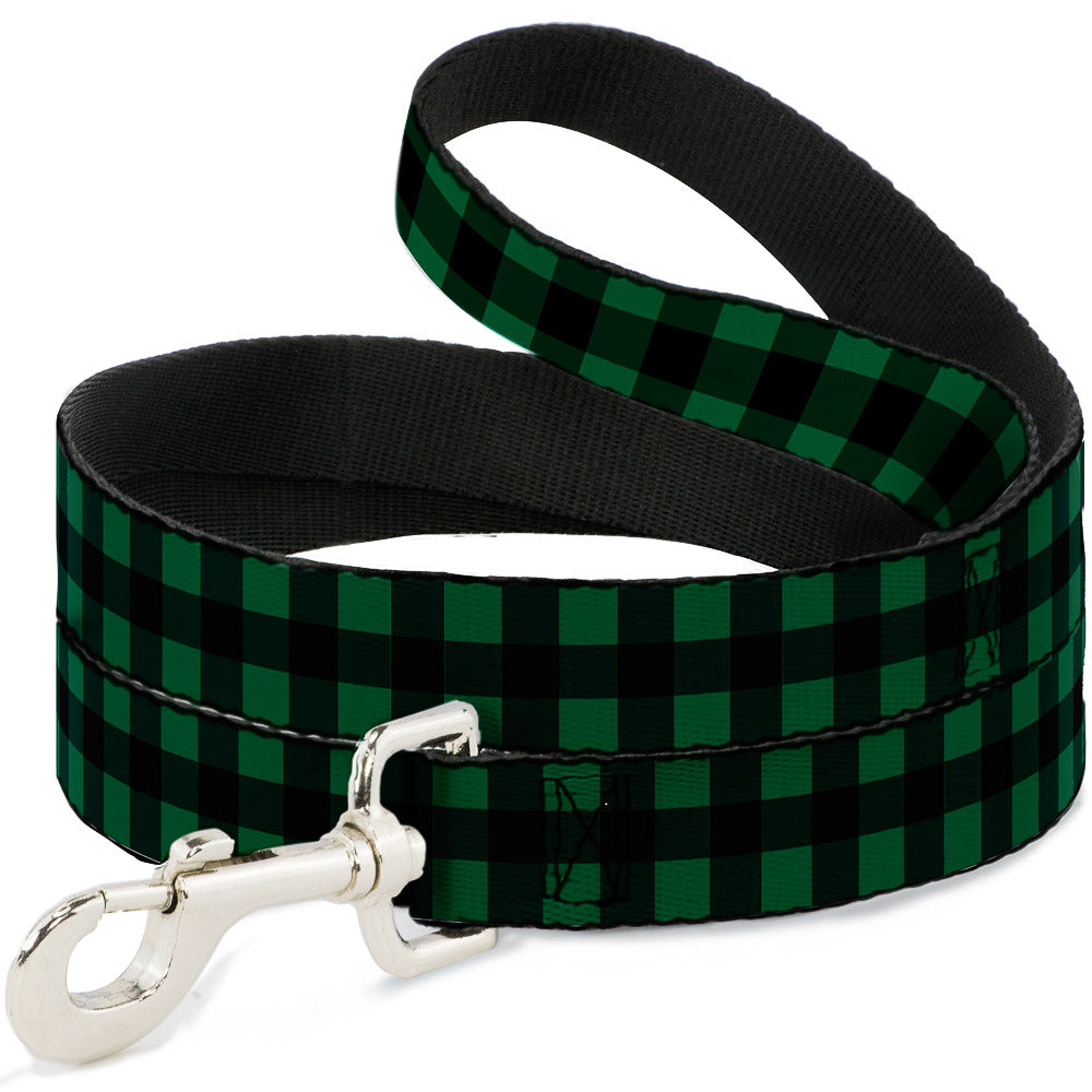 Dog Leash - Buffalo Plaid Black/Green Dog Leashes Buckle-Down