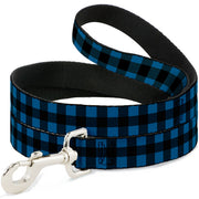 Dog Leash - Buffalo Plaid Black/Turquoise Dog Leashes Buckle-Down