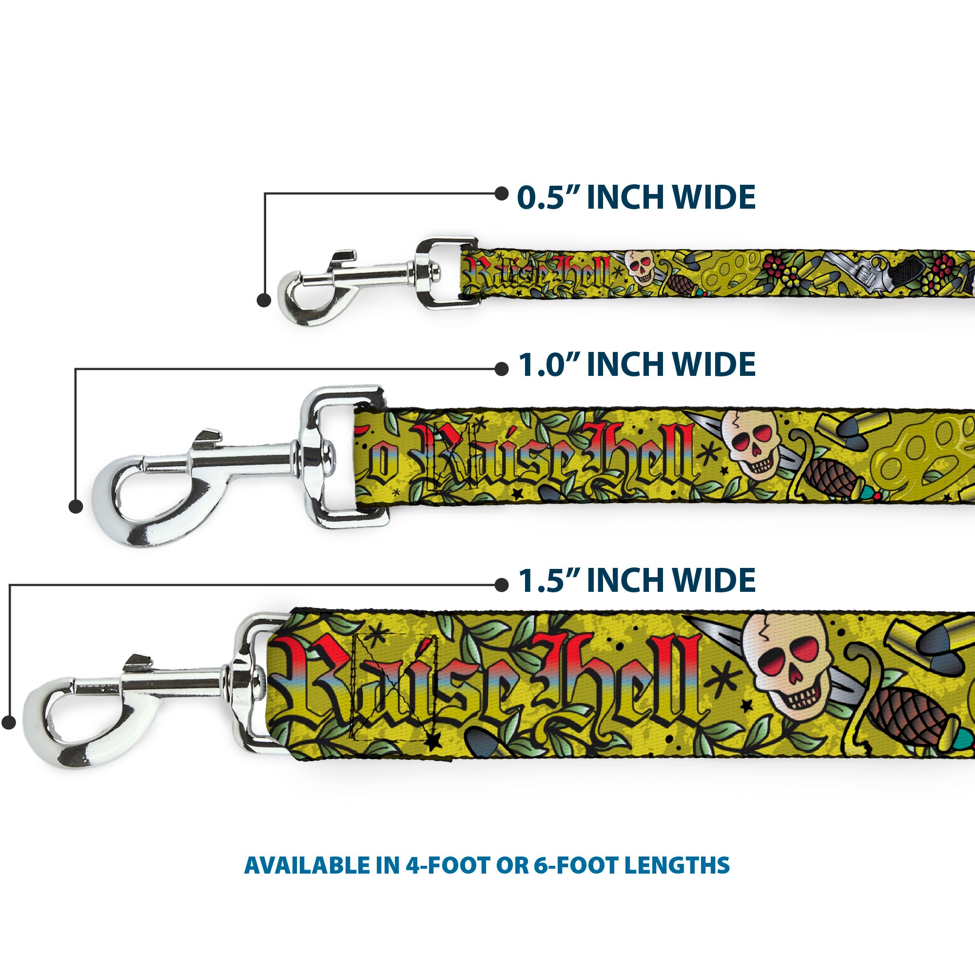 Dog Leash - Born to Raise Hell Yellow Dog Leashes Buckle-Down