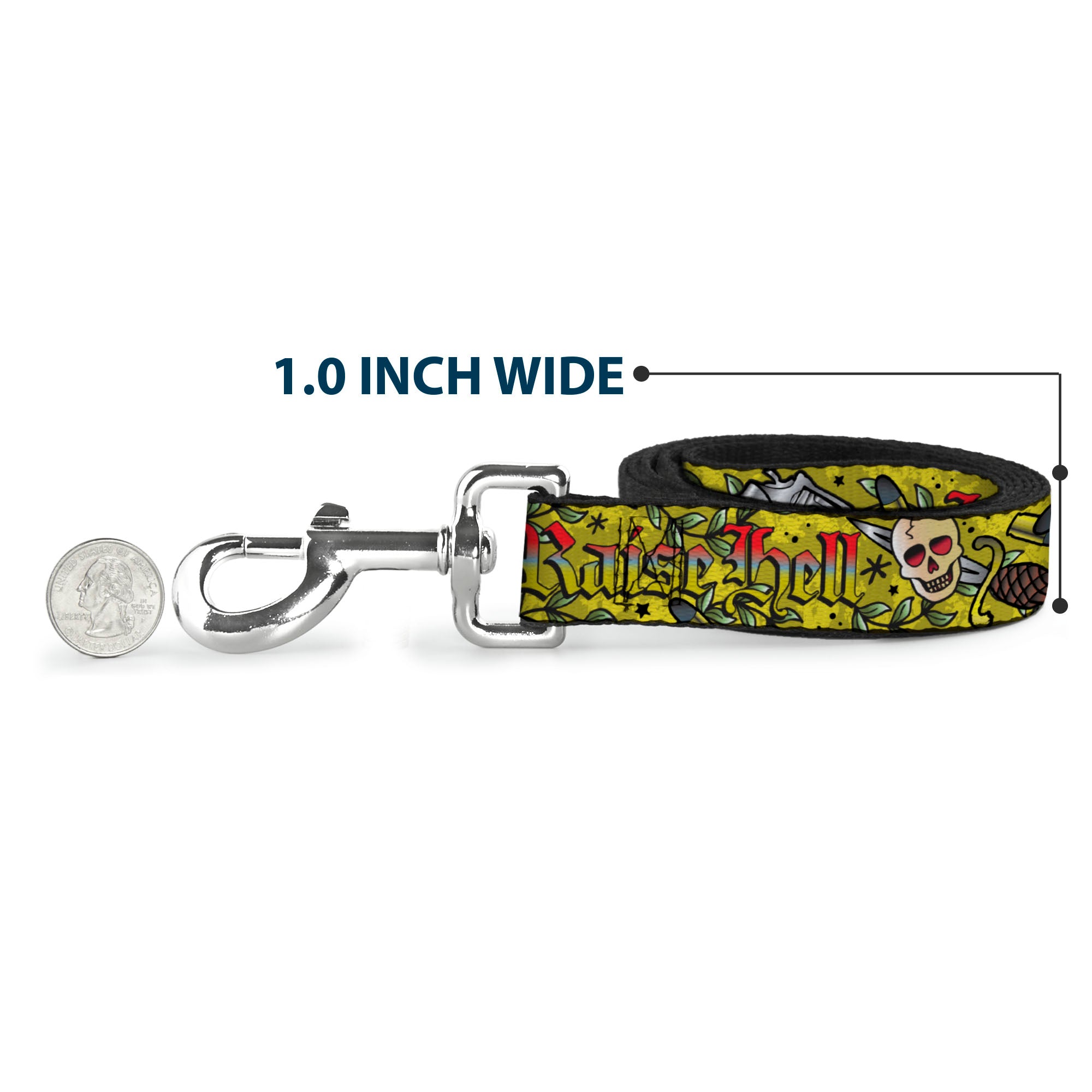 Dog Leash - Born to Raise Hell Yellow Dog Leashes Buckle-Down