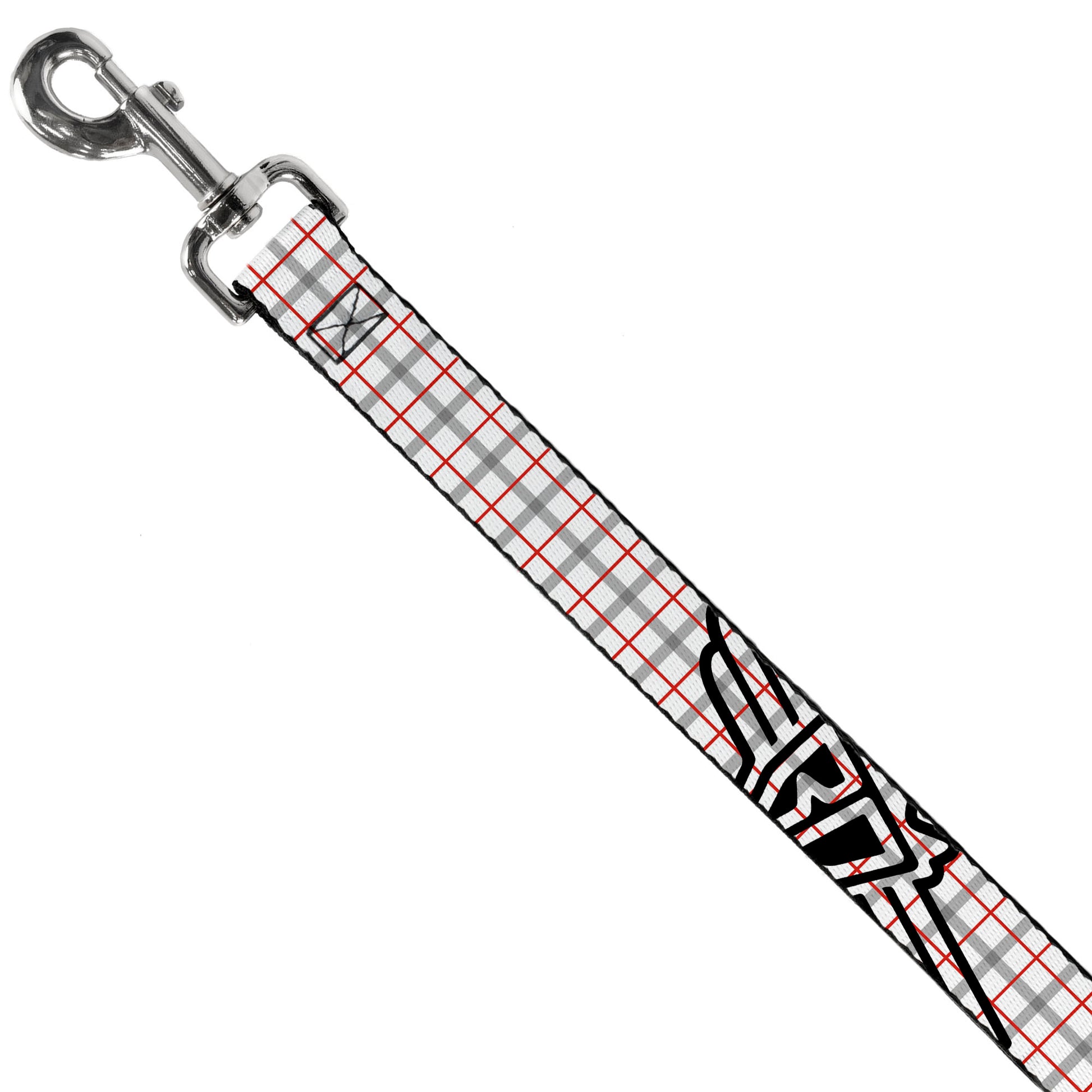 Dog Leash - BD Plaid White/Gray/Red Dog Leashes Buckle-Down