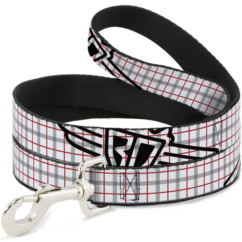 Dog Leash - BD Plaid White/Gray/Red Dog Leashes Buckle-Down