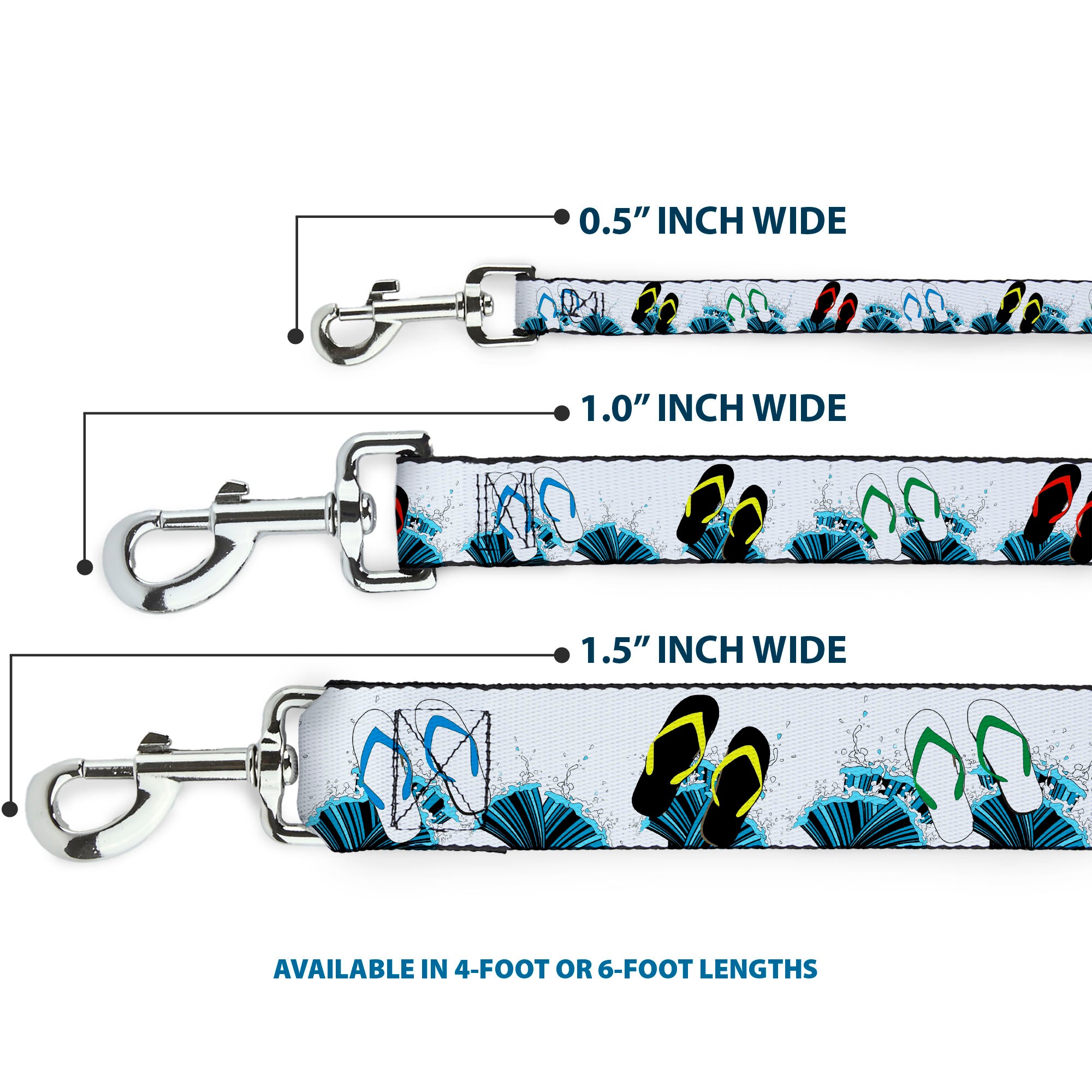 Dog Leash - Beach Flip Flops Dog Leashes Buckle-Down