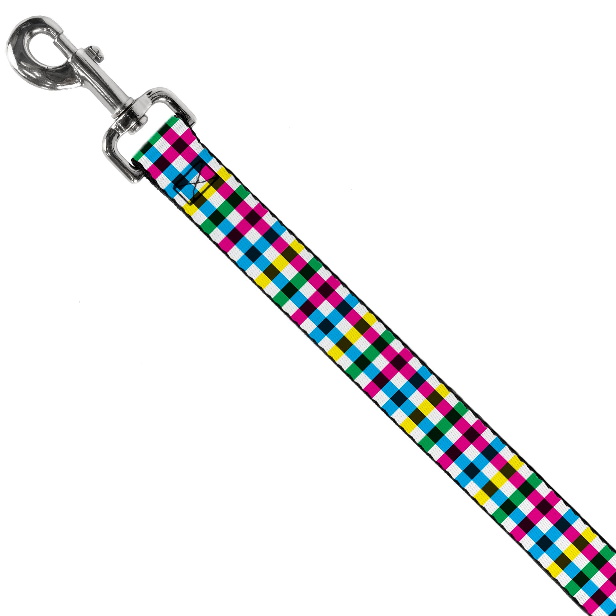 Dog Leash - Buffalo Plaid White/Multi Color Dog Leashes Buckle-Down