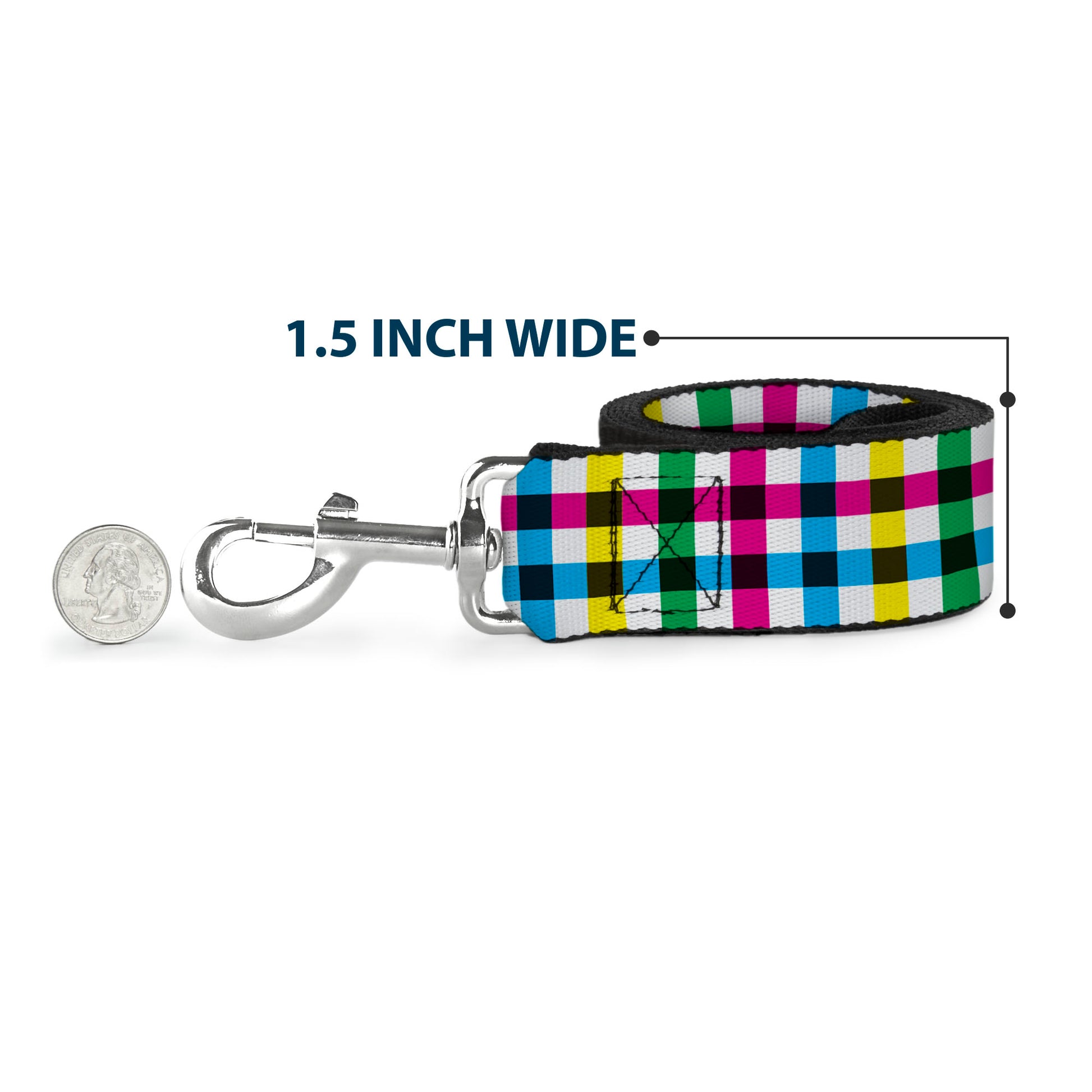 Dog Leash - Buffalo Plaid White/Multi Color Dog Leashes Buckle-Down